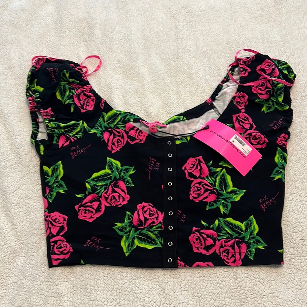 Betsey Johnson rose top and mini skirt